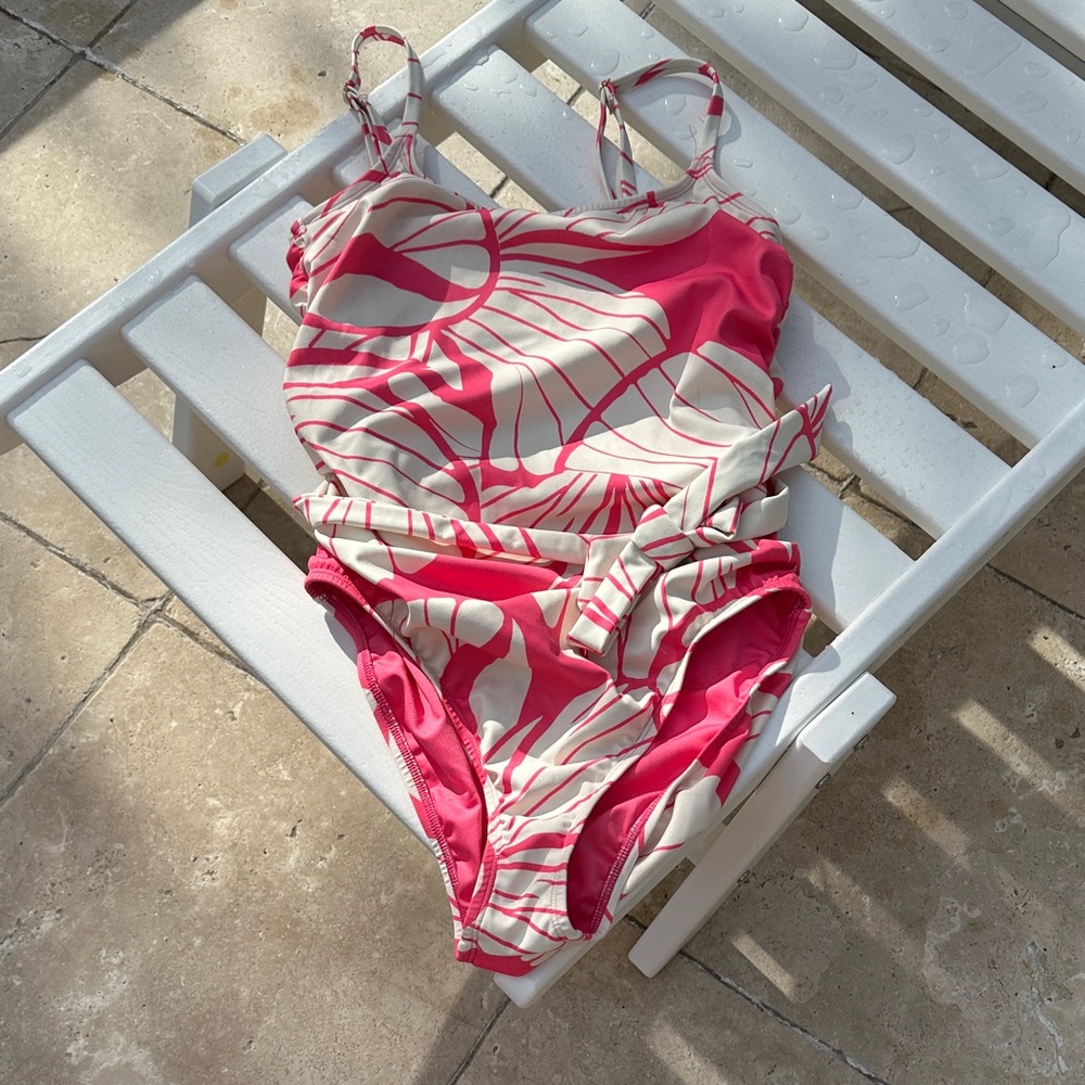 Hutch Women's One Piece Swimsuit in Pink and Cream